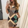 Fashionable mini dress - short sleeve - with geometric shapesDresses