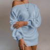 Sexy knitted sweater - mini dress - off-shoulder / lantern sleevesBlouses & shirts