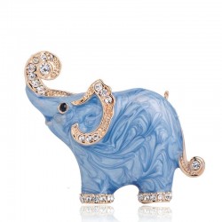 Blue elephant shaped brooch - with crystalsBrooches