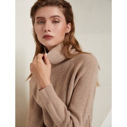 Loose knitted dress - long sweater - with turtleneck / long sleeveDresses