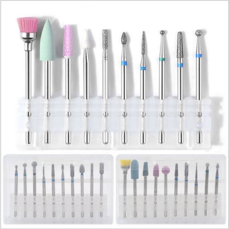 Ceramic rotary drill bits - cone tips - for electric manicure / pedicure machine - 10 piecesNail drills