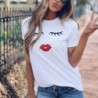 Trendy short sleeve t-shirt - eyelashes / red lipsBlouses & shirts