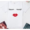 Trendy short sleeve t-shirt - eyelashes / red lipsBlouses & shirts
