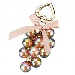 Crystal grapes - keychain with ribbon bowknotKeyrings