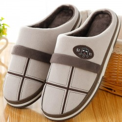 Striped home slippers - anti skid - suede / short plushSlippers