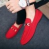 Trendy leather slip-on shoes - non-slip loafers - with metal decorationShoes