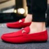 Trendy leather slip-on shoes - non-slip loafers - with metal decorationShoes