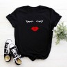 Trendy short sleeve t-shirt - eyelashes / red lipsBlouses & shirts