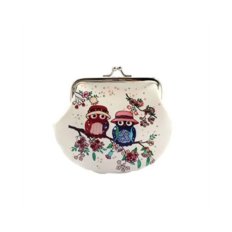 Retro small coin purse - with owls / floral printWallets