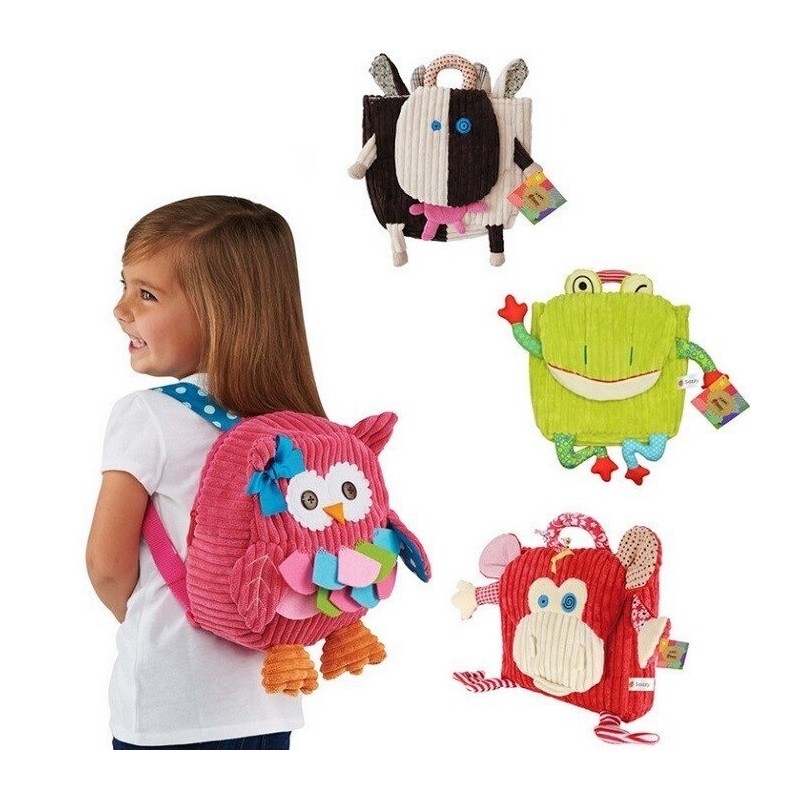 Plush school backpack - pink owlBags