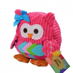 Plush school backpack - pink owlBags