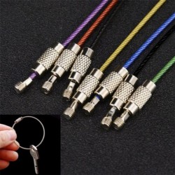Stainless steel wire keyring - round rope - screwable connectorKeyrings