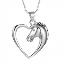 Heart shaped pendant with horse head - stainless steel necklaceNecklaces
