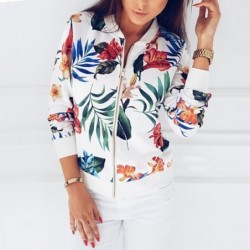 Trendy retro short jacket - with zipper - floral printJackets