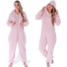 One piece pyjama - fluffy fleece warm jumpsuit - with hood / zipperLingerie