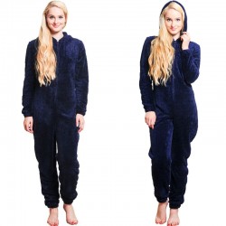 One piece pyjama - fluffy fleece warm jumpsuit - with hood / zipperLingerie