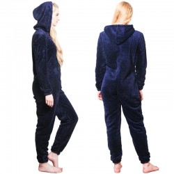 One piece pyjama - fluffy fleece warm jumpsuit - with hood / zipperLingerie