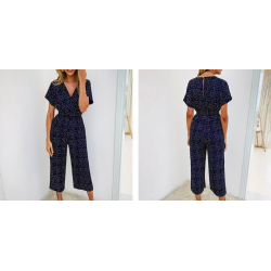 Classic polka dots jumpsuit - short sleeve - loose legJumpsuits