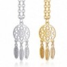 Ethnic style necklace - dreamcatcher with stainless steel feathersNecklaces