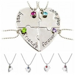 "Best Friends Forever and Ever" - heart shaped necklace with crystals - 4 piecesNecklaces
