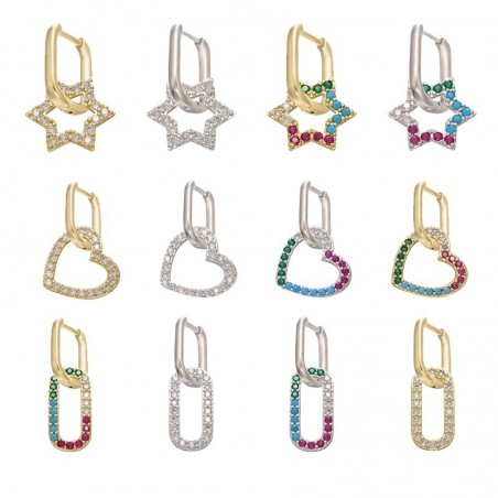 Crystal earring - with hook - star / heart / clip shapedEarrings