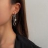 Long silver earrings - mini heart-shaped pendant / chain / circlesEarrings