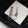 Long silver earrings - mini heart-shaped pendant / chain / circlesEarrings