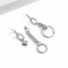 Long silver earrings - mini heart-shaped pendant / chain / circlesEarrings