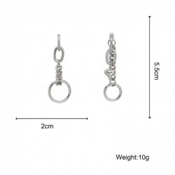 Long silver earrings - mini heart-shaped pendant / chain / circlesEarrings
