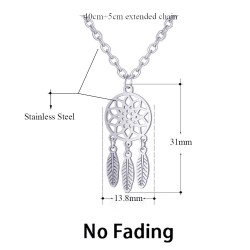 Ethnic style necklace - dreamcatcher with stainless steel feathersNecklaces