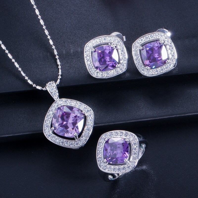 Elegant jewellery set - necklace / earrings / ring - with sapphire - sterling silverNecklaces