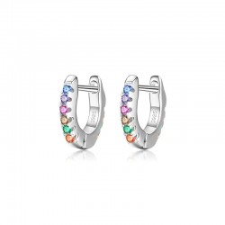 Mini hoop earrings - 925 sterling silver - colourful crystals / turquoiseEarrings