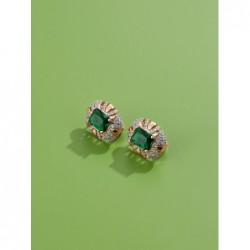 Luxurious oval stud earrings - with cubic zirconia - rose goldEarrings