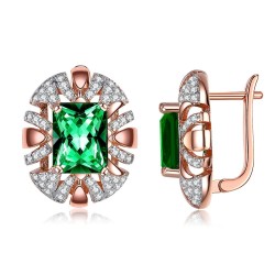 Luxurious oval stud earrings - with cubic zirconia - rose goldEarrings