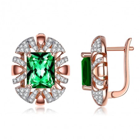 Luxurious oval stud earrings - with cubic zirconia - rose goldEarrings