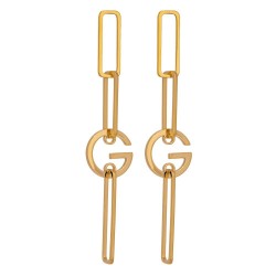 Stylish irregular geometric long earrings - with G letter - goldEarrings