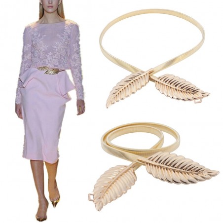 Stretch belt with metal leaf buckleBelts
