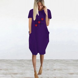 Fashionable vintage loose dress - with pockets / hearts printDresses