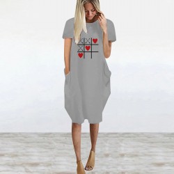 Fashionable vintage loose dress - with pockets / hearts printDresses