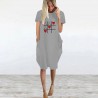 Fashionable vintage loose dress - with pockets / hearts printDresses