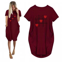 Fashionable vintage loose dress - with pockets / hearts printDresses