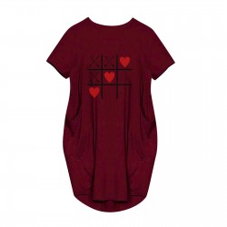 Fashionable vintage loose dress - with pockets / hearts printDresses