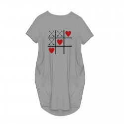 Fashionable vintage loose dress - with pockets / hearts printDresses