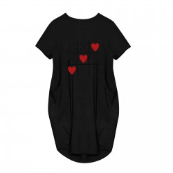 Fashionable vintage loose dress - with pockets / hearts printDresses
