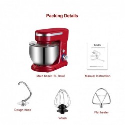 BioloMix - kitchen stand mixer - stainless steel bowl - 6-speed / whisk / dough kneading - 1200W / 5LBakeware