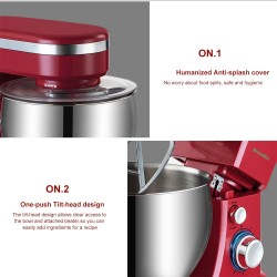 BioloMix - kitchen stand mixer - stainless steel bowl - 6-speed / whisk / dough kneading - 1200W / 5LBakeware