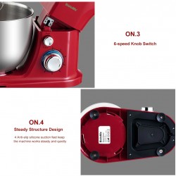 BioloMix - kitchen stand mixer - stainless steel bowl - 6-speed / whisk / dough kneading - 1200W / 5LBakeware