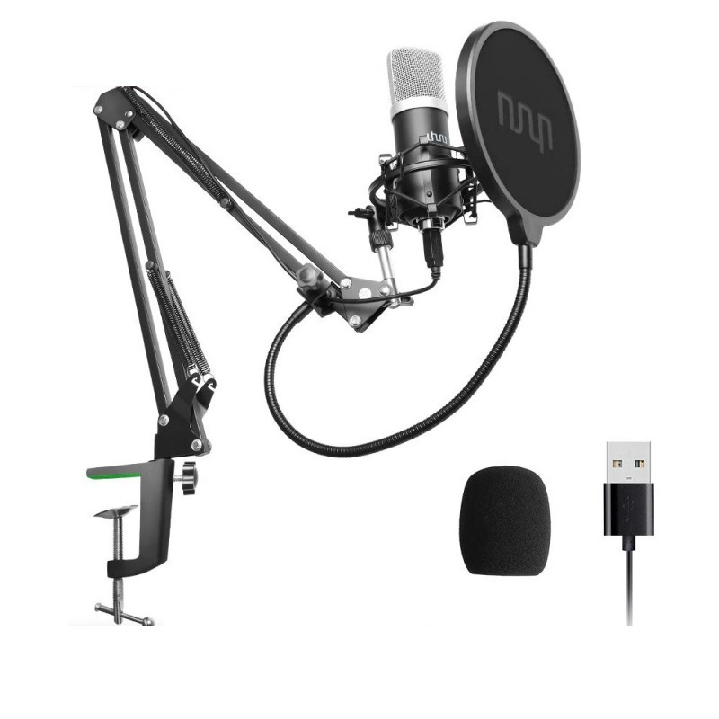 Podcast condenser microphone - professional PC streaming cardioid - kit - USB - 192kHZ/24bitMicrophones Podcast condenser microphone - professional PC streaming cardioid - kit - USB - 192kHZ/24bitMicrophones