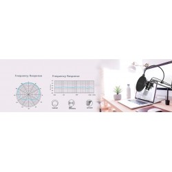 Podcast condenser microphone - professional PC streaming cardioid - kit - USB - 192kHZ/24bitMicrophones