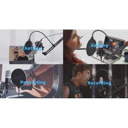 Podcast condenser microphone - professional PC streaming cardioid - kit - USB - 192kHZ/24bitMicrophones